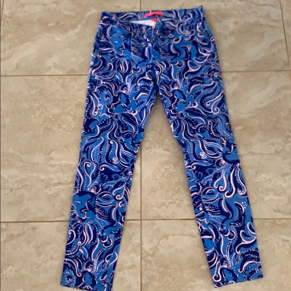 Lilly Pulitzer Blue and Pink Skinny Jeans